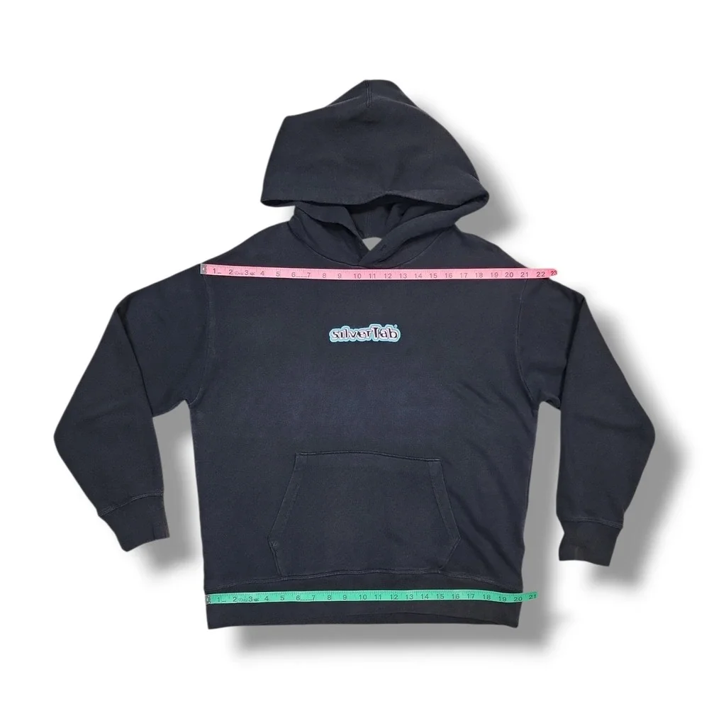 Vintage Levi's SilverTab Graphic Spell Out Y2K Grunge‎ Black Hoodie Men's L